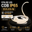 Fita LED COB Neon IP65 252LED/m 12W/m 1200LM/m Ligação Direta 110V ou 220V – Rolo 10m