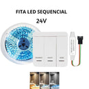 Fita LED Sequêncial 120led 24v 10m 1620lm/m ip22 8mm 12w/m