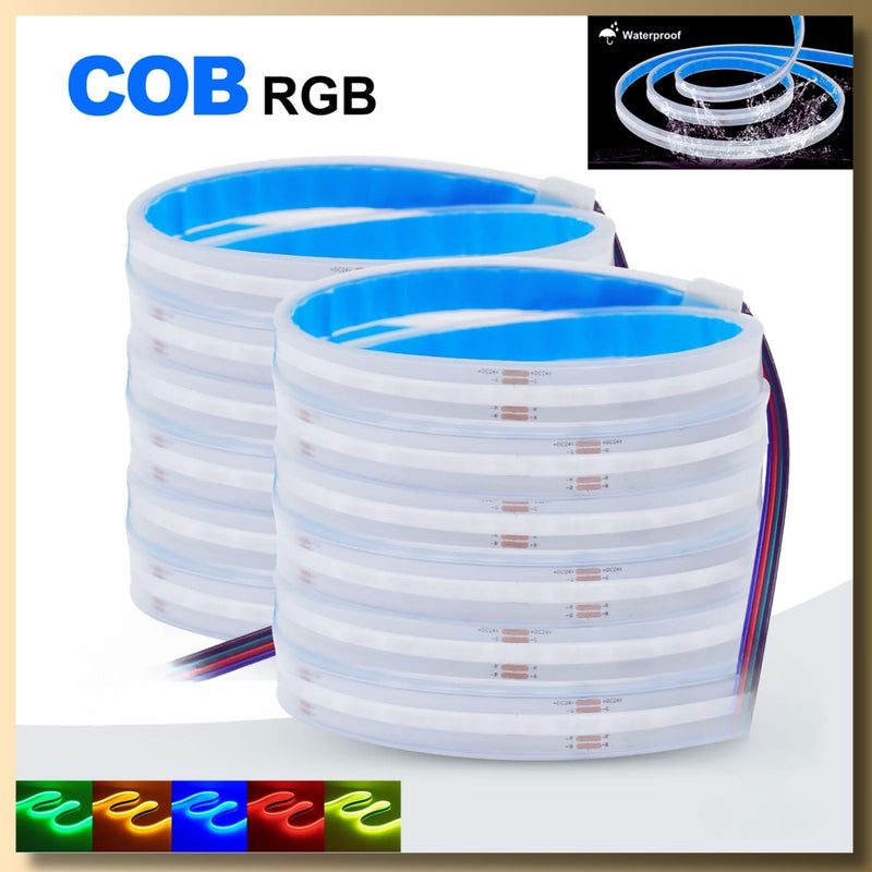 FITA COB RGB IP68 + 1 CONTROLADORA TOUCH RGB 30A + 1 FONTE BLINDADA 16,6A 24V KIT COM 30M