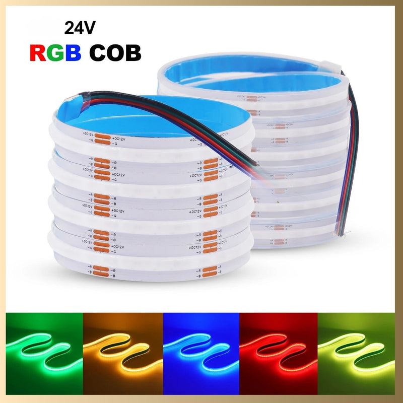 FITA COB RGB IP68 + 1 CONTROLADORA TOUCH 30A + 1 FONTE 15A 24V KIT COM 25M