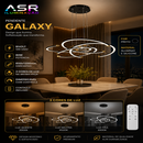 Pendente LED ASR Galaxy 80W Preto Dimerizável 3 Cores Moderno Bivolt