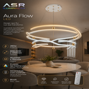 Pendente LED ASR Aura Flow 260W 3 Cores Bivolt Moderno Dimerizável com Controle Luz Quente Fria Neutra Sala Jantar Cozinha