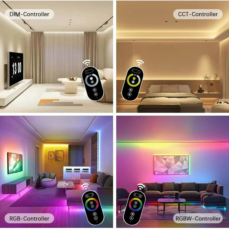 FITA COB RGB IP68 + 1 CONTROLADORA TOUCH 30A + 1 FONTE 15A 24V KIT COM 25M