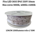 Fita LED ( 2835 IP65 220V – 12W/M – 1200lm/M – Rolo 5Om Frete Grátis, 3x Sem Juros )